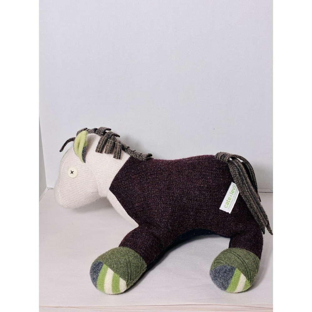 One Of A Kind Cate and Levi handmade plush Horse 100% Reclaimed‎ Wool 19" Long